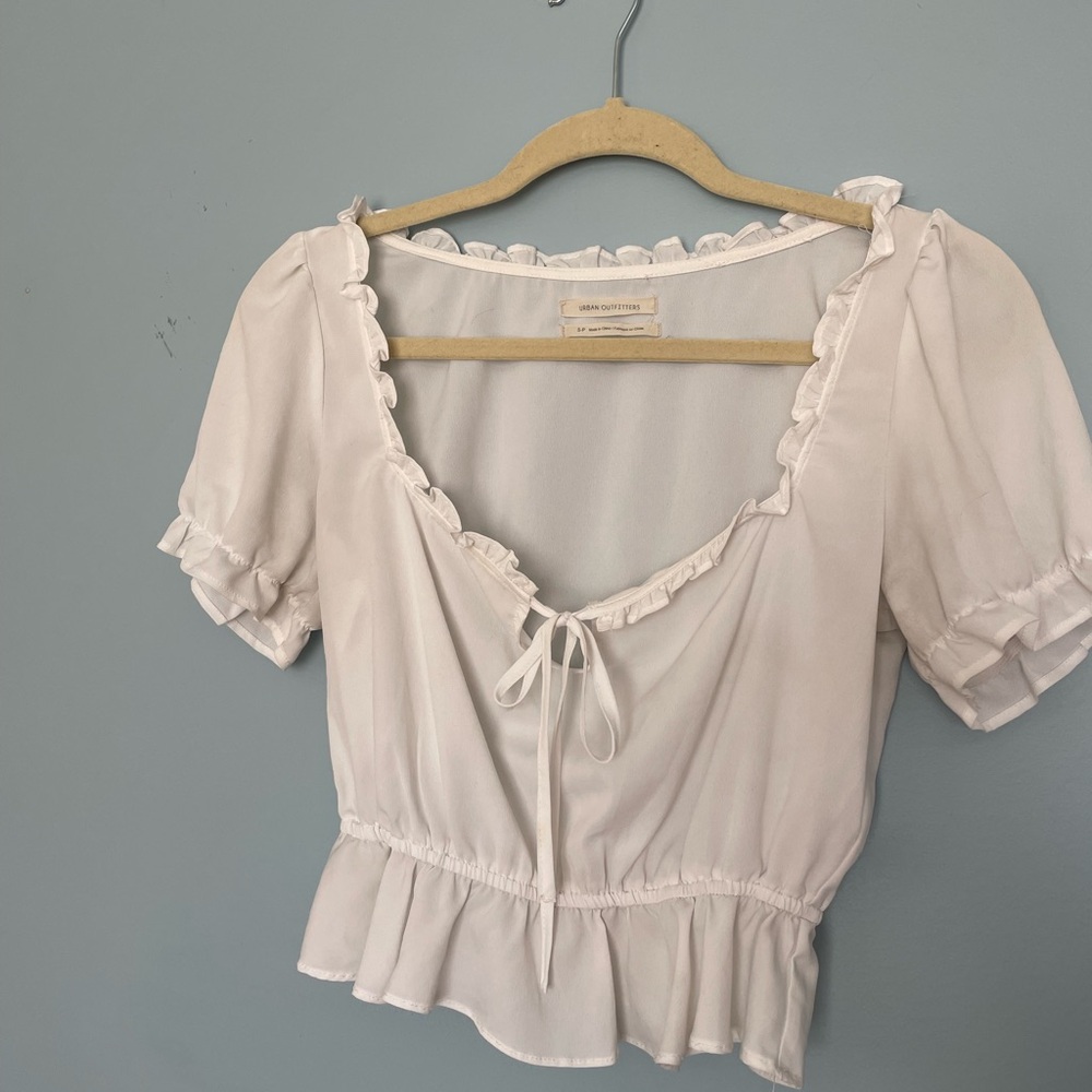 White Ruffled Women's Top